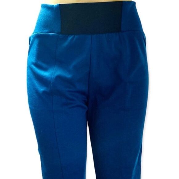 Blue Tapered Ankle Zipper Leggings Pants - Picture 3 of 4